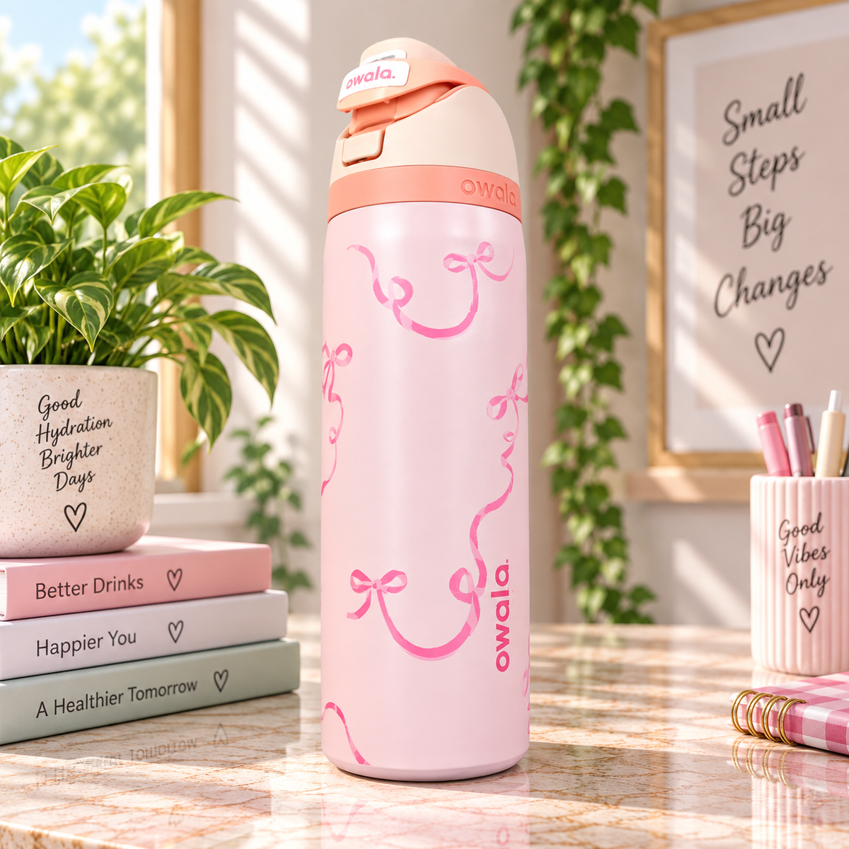 Printed Owala FreeSip Insulated Stainless Steel Water Bottle – 24 oz (Designer Edition)