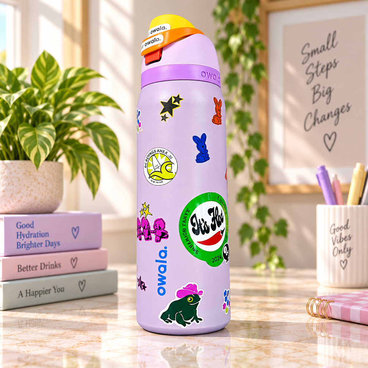 Printed Owala FreeSip Insulated Stainless Steel Water Bottle – 24 oz (Designer Edition)